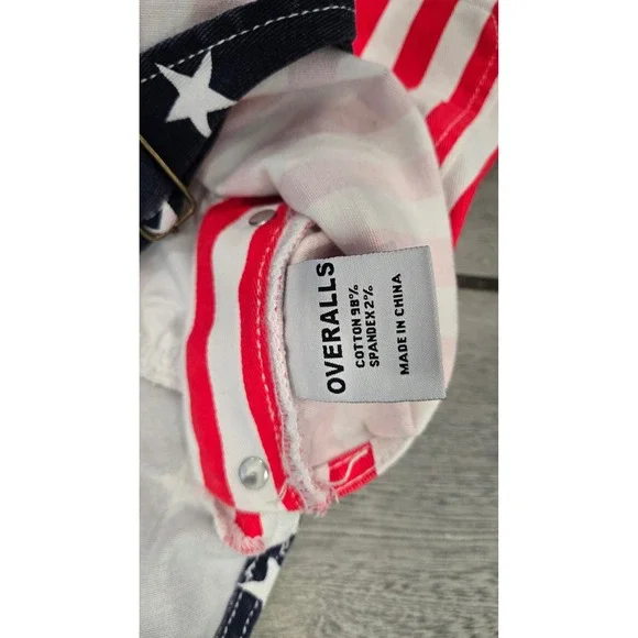 American‎ Flag Overalls Shorts Patriotic Stars Stripes Denim 2XL 4024 - Picture 6 of 6